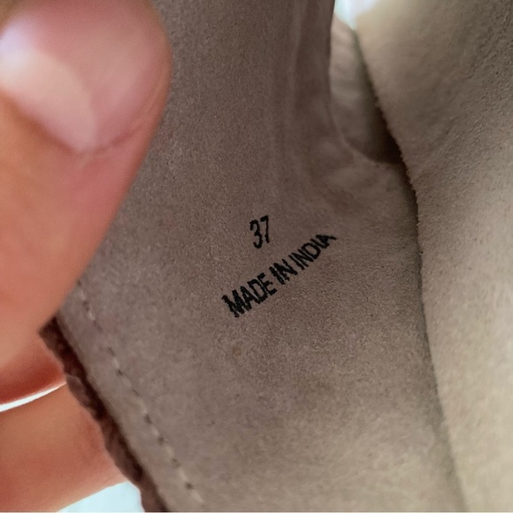 NWOT Maeve Anthropologie Crochet Cross Strap Neutral Boho Sandals Sz 37 - Picture 5 of 5